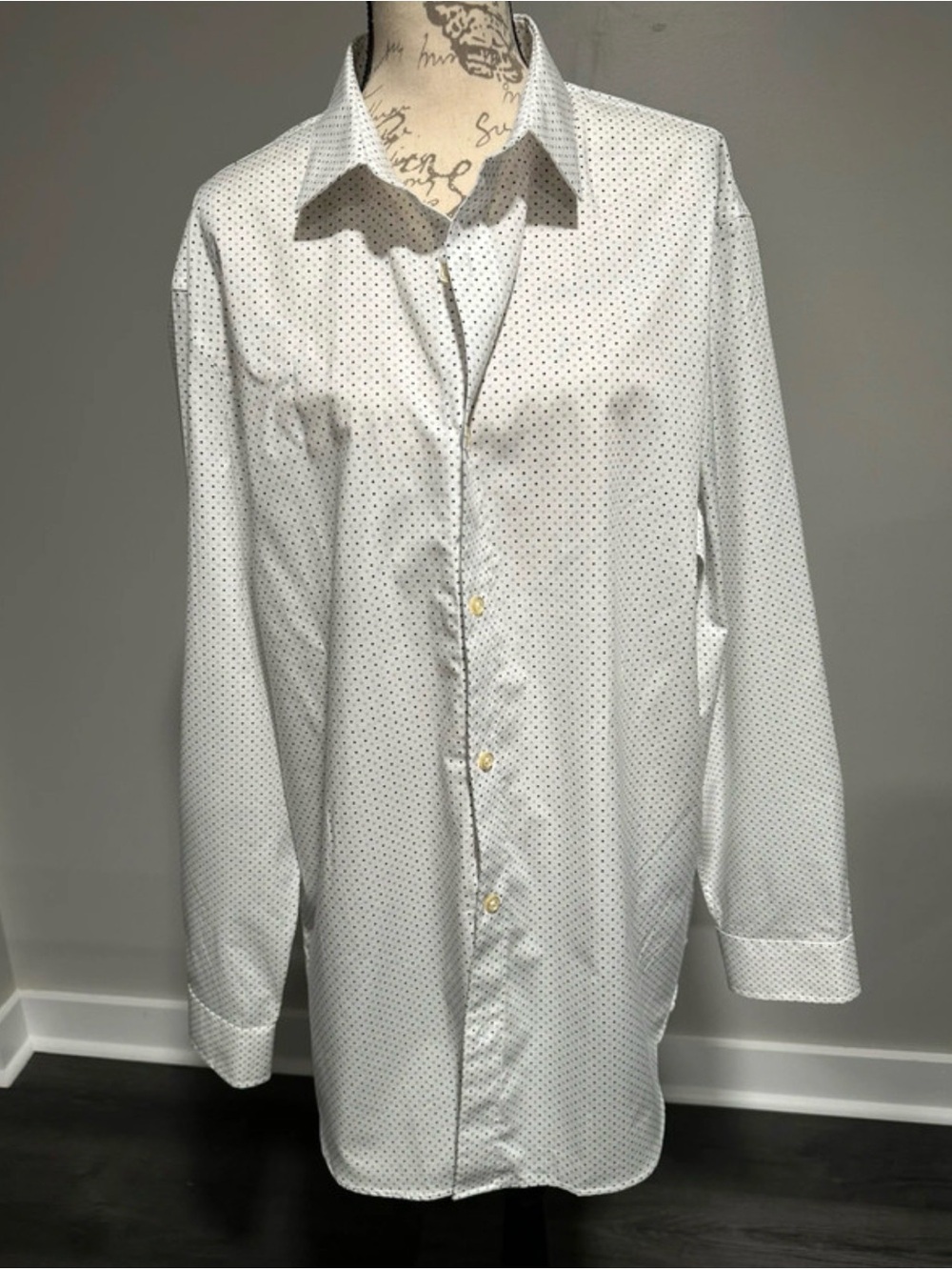Banana Republic White Shirt with Black Micro Dot Pattern